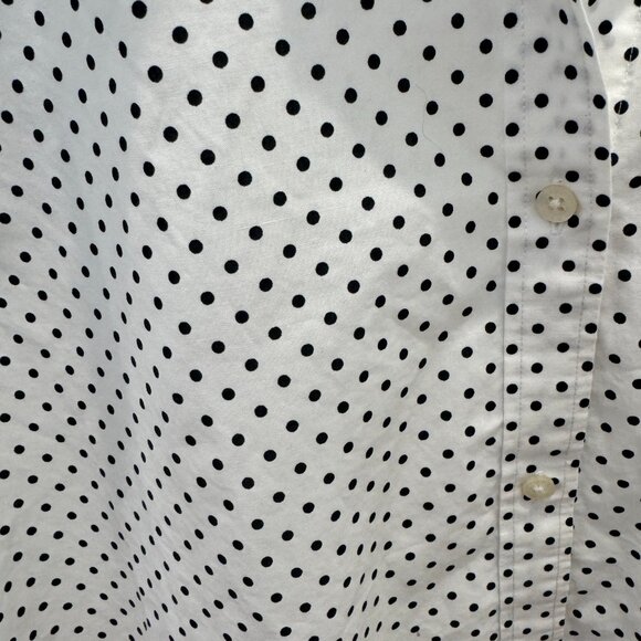 Lauren Ralph Lauren White Polka Dot Button-Up Blouse Size Large - Picture 3 of 9